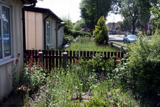 Front gardens. Listed prefabs., Wake Green Road, Moseley. Birmingham. June 2016 | Prefab Museum