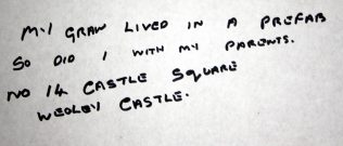 Castle Square, Weoley Castle A visitor wrote a prefab location on the participation board. Avoncroft Museum, July 2016 | Prefab Museum