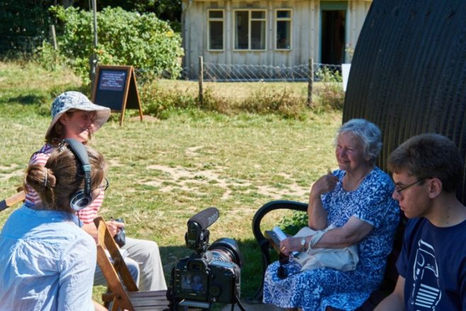 Rosemary Carden being interviewed at Chiltern Open Air Museum, August 2016 | Selim Korycki/Prefab Museum
