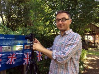 Selim Korycki Selim, the videographer and photographer for the Moving Prefab project. Avoncroft Museum, July 2016 | Prefab Museum