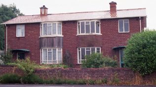 A brick clad experimental aluminium two-storey house at the Brockworth shadow factory site, only one of two built – it is now demolished. Photo: July 1987 | ARG archive