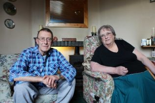 Jennifer and Callum Macleod in their prefab living room, Plasterfield, Stornoway, Lewis, Scotland, October 2012 | Elisabeth Blanchet