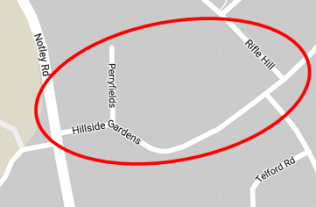 Current map Hillside Gardens, Bocking, Essex | Google Earth