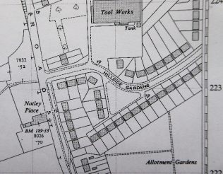 Old map of Hillside Gardens, Bocking, Essex | Crown copyright Ordnance Survey