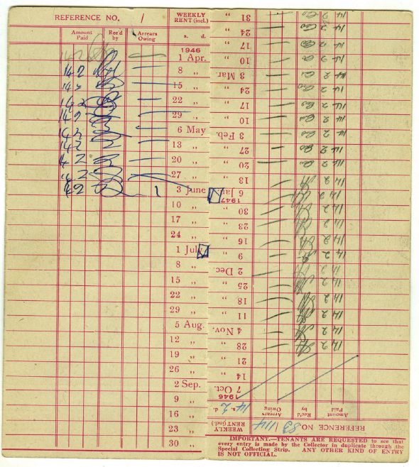 Alan Page's family Tenant's Card / Back - County Borough of Newport 1946-1947 | Blanchet,Elisabeth