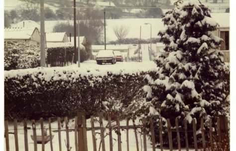 The Treberth prefab estate under the snow, Newport, Wales