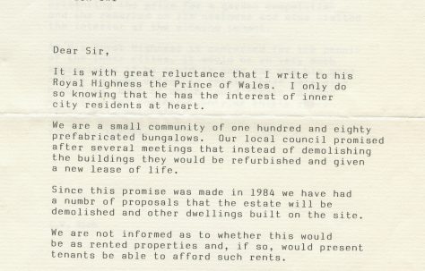 Letter from LW Rich to the Prince of Wales