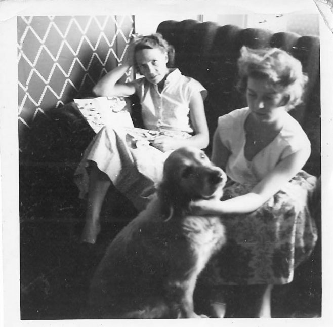 Mrs Clare and Tina Clare with Judy the dog. | Hearn,Jane