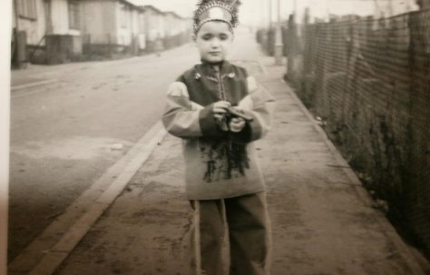 Small boy in Native American fancy dress, Lower Jackwood Close, Eltham