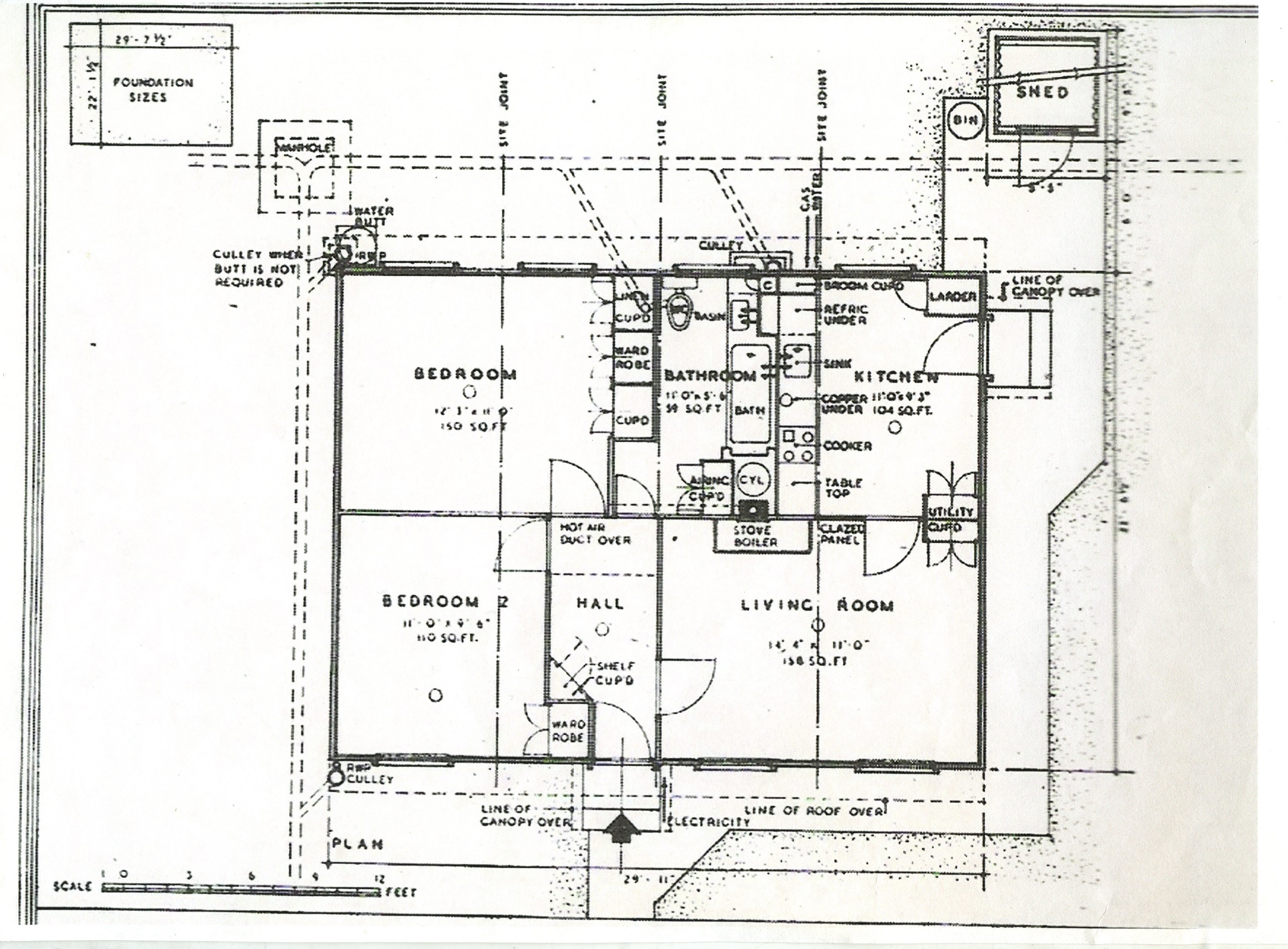 Floorplan of a central entrance prefab