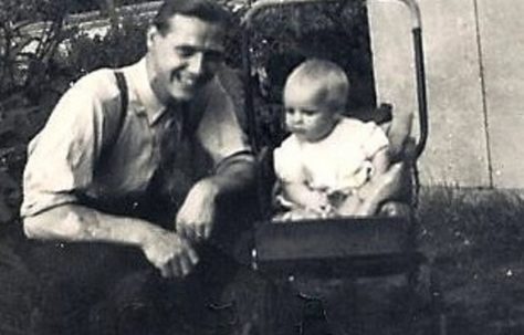 Uncle George Brine with Alan in the garden of 3 Meliot Road, SE6