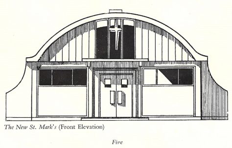 Drawing of St Mark's Church, the "Prefab Church"