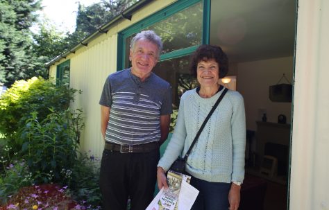 Allen and Judith Sawkins in front of the Arcon Mk V prefab at the Rural Life Centre, July 2016