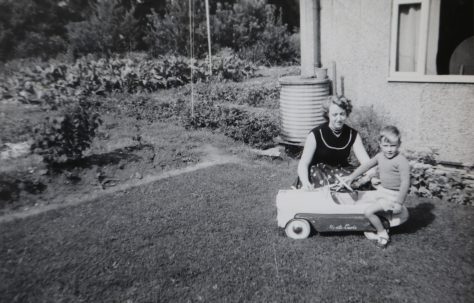 June Kapitan with Jaroslav and his toy car