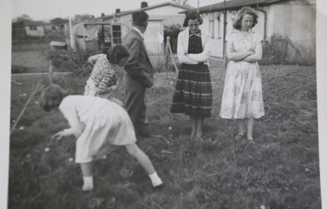 Kapitan family group in prefab garden