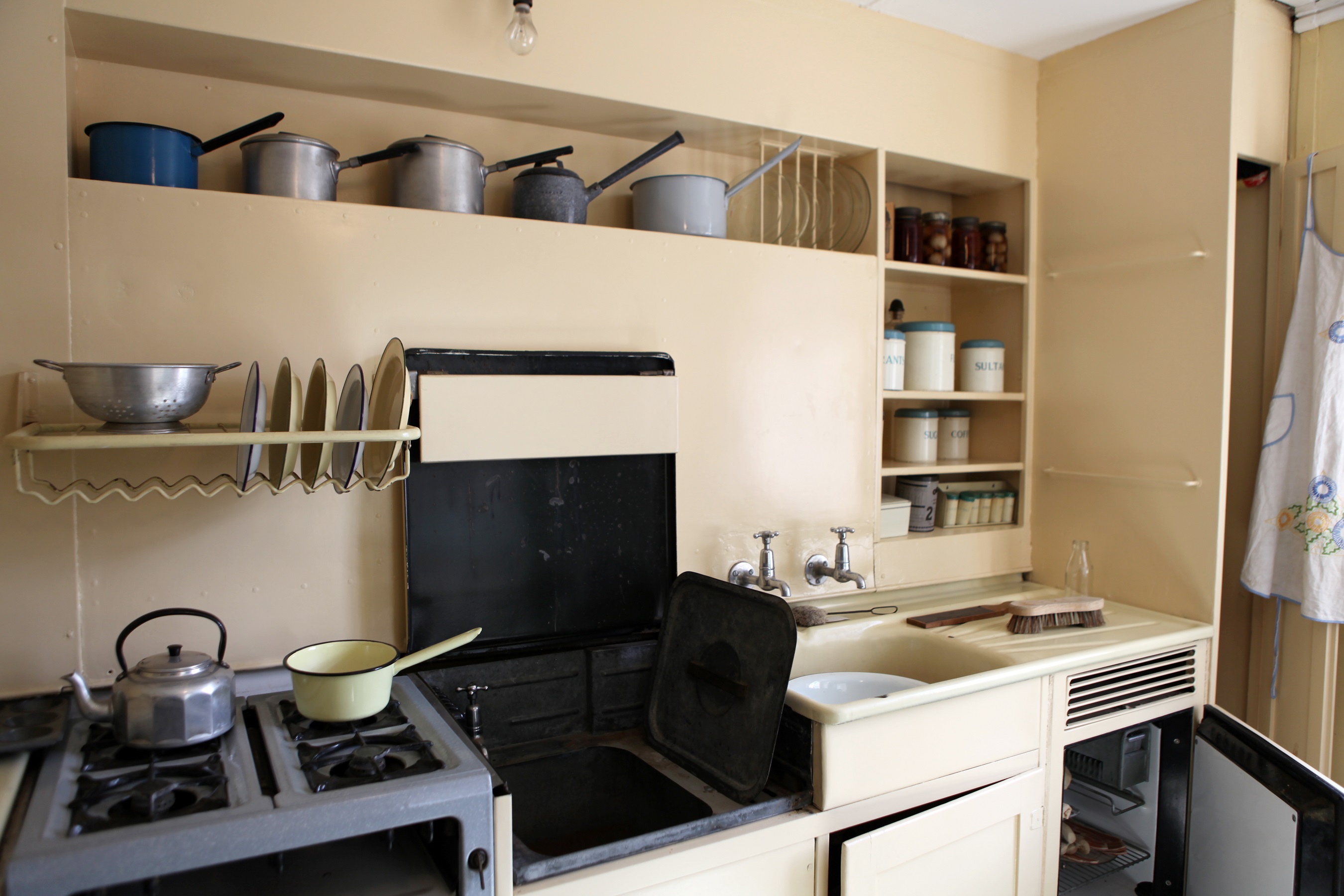 Kitchen of an AIROH prefab, St Fagans National Museum