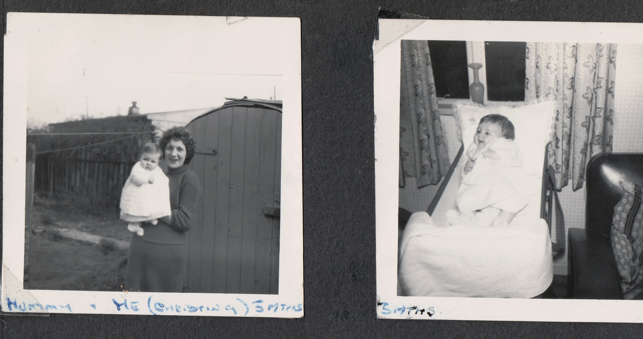 Jane Apperley with her mother at their prefab in Birmingham