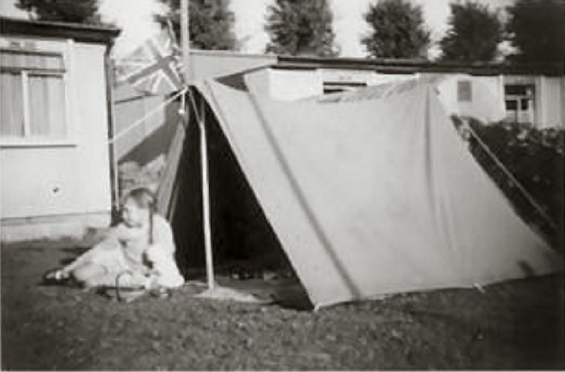 Back garden at 5 Barcombe Close, with tent. Eastbourne