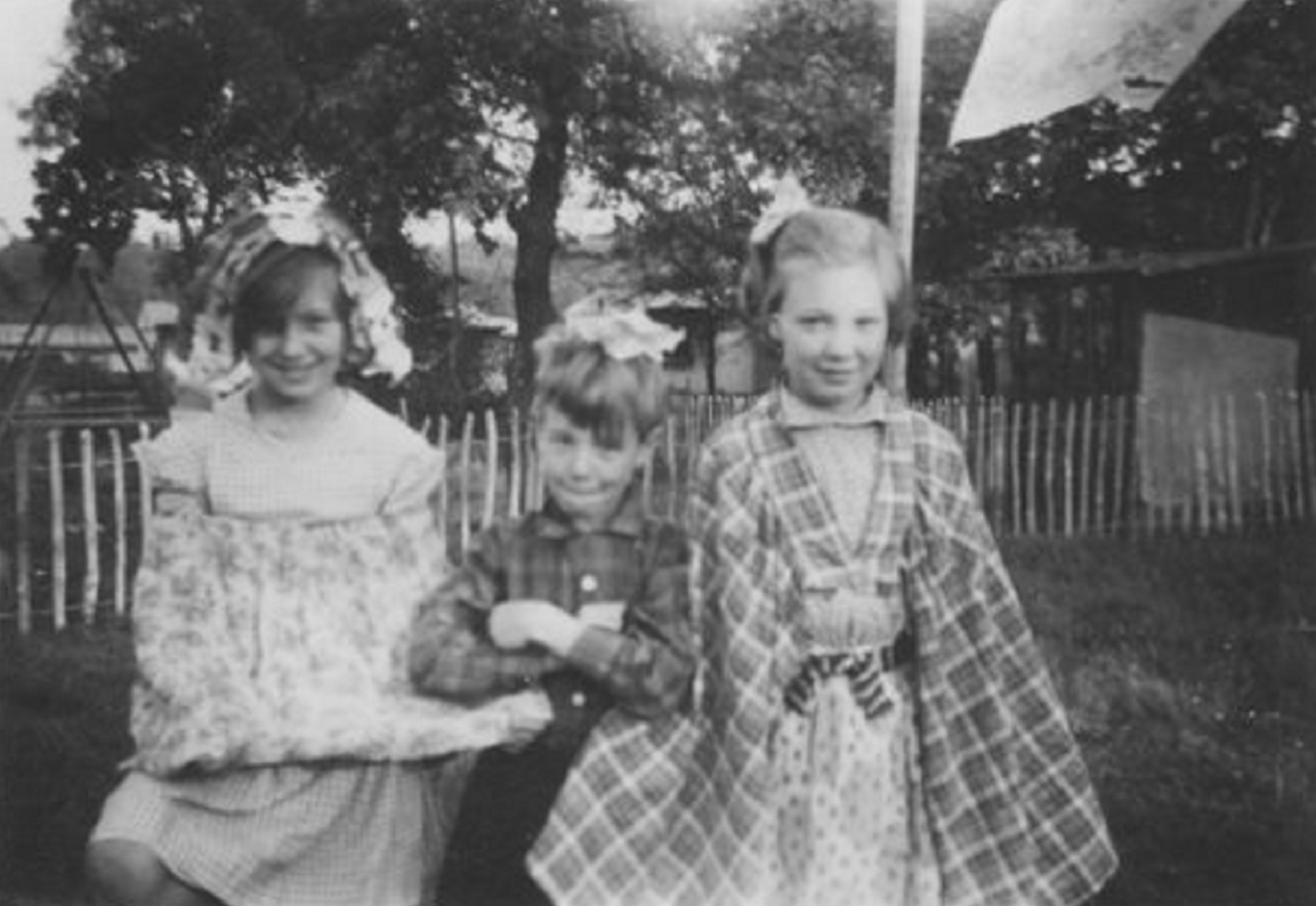 Three children in fancy dress, Shrublands Estate, New Addington