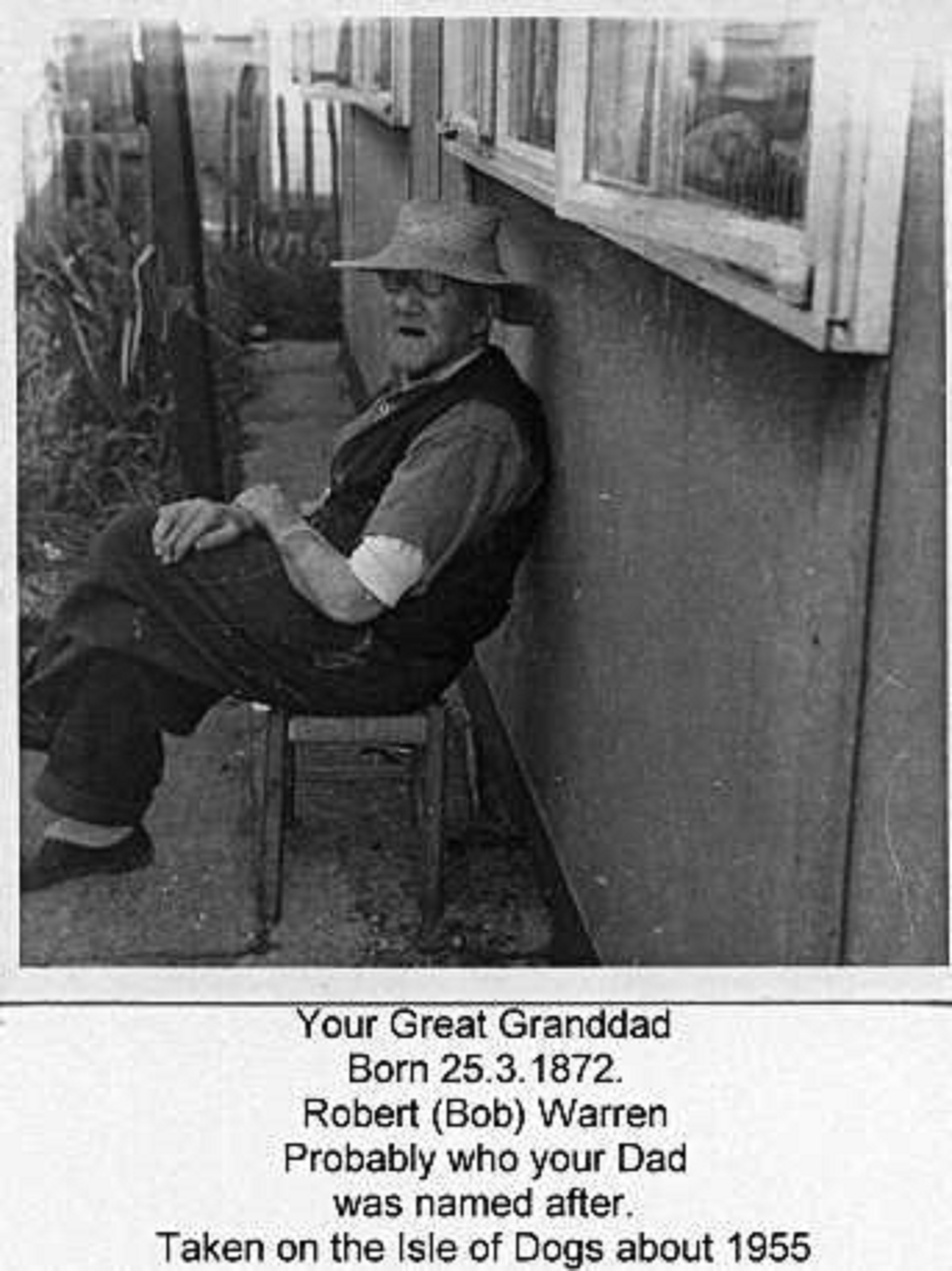 Granddad Warren. Stewart Street, London E14