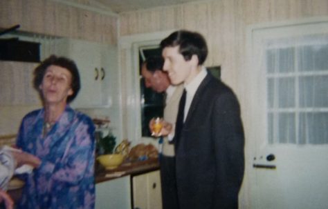 Woman and man in prefab kitchen, 401 Wake Green Road, Moseley
