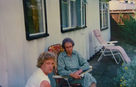 Two women in back garden  of 401 Wake Green Road, Moseley