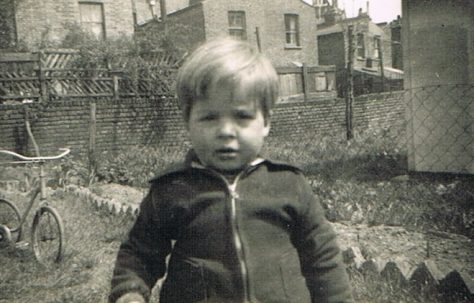 Alf in his prefab garden at Narford Road, London E5