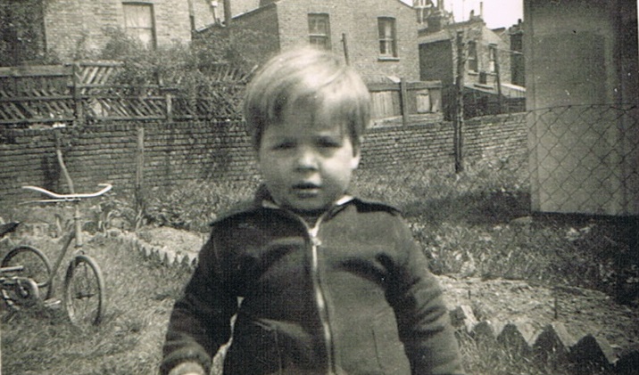 Alf in his prefab garden at Narford Road, London E5