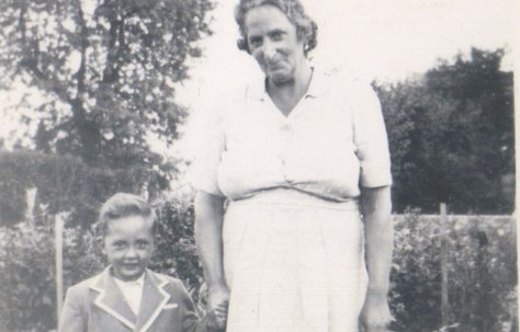 Terence and his grandmother in the prefab garden, Dartmouth Park Hill, London N19