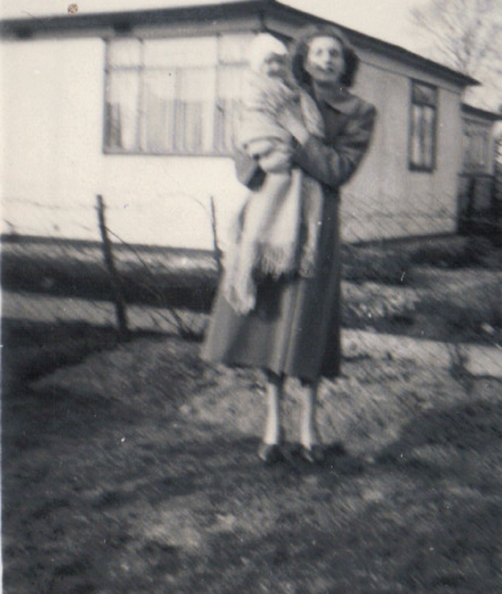 Terence's mother and his cousin outside the prefab, Dartmouth Park Hill, London NW5