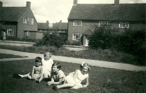 Peter and pals with marbles area to the right. Abbots Gardens, Shrewsbury