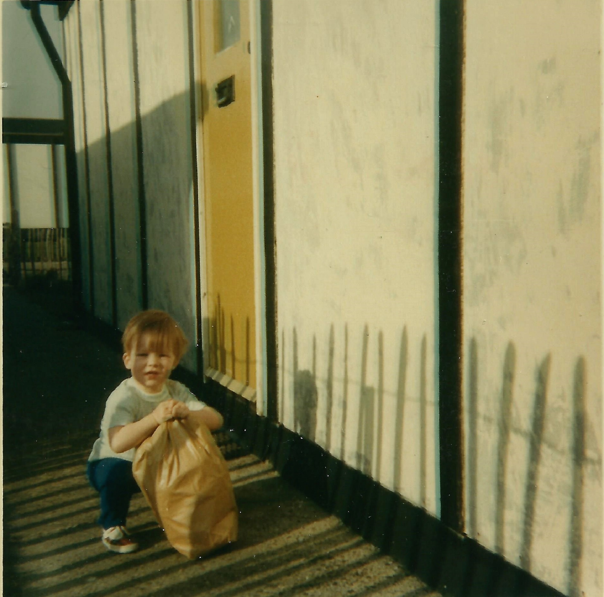 Paul outside the prefab. Berthon Street, Deptford, London SE8