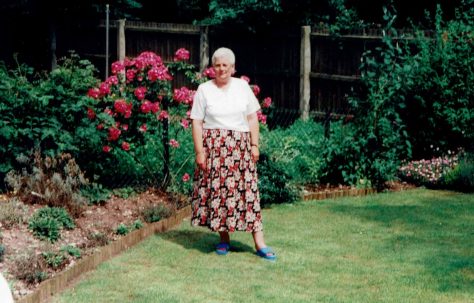 Debra Baker in her prefab garden, 413 Wake Green Road, Moseley