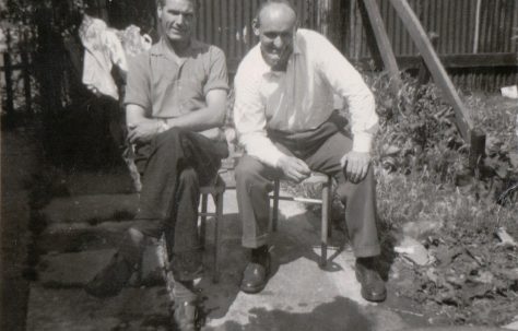 Dad Harry and friend Andy who used to visit us when his ship ( the SS Tinto) berthed in Millwall Dock
