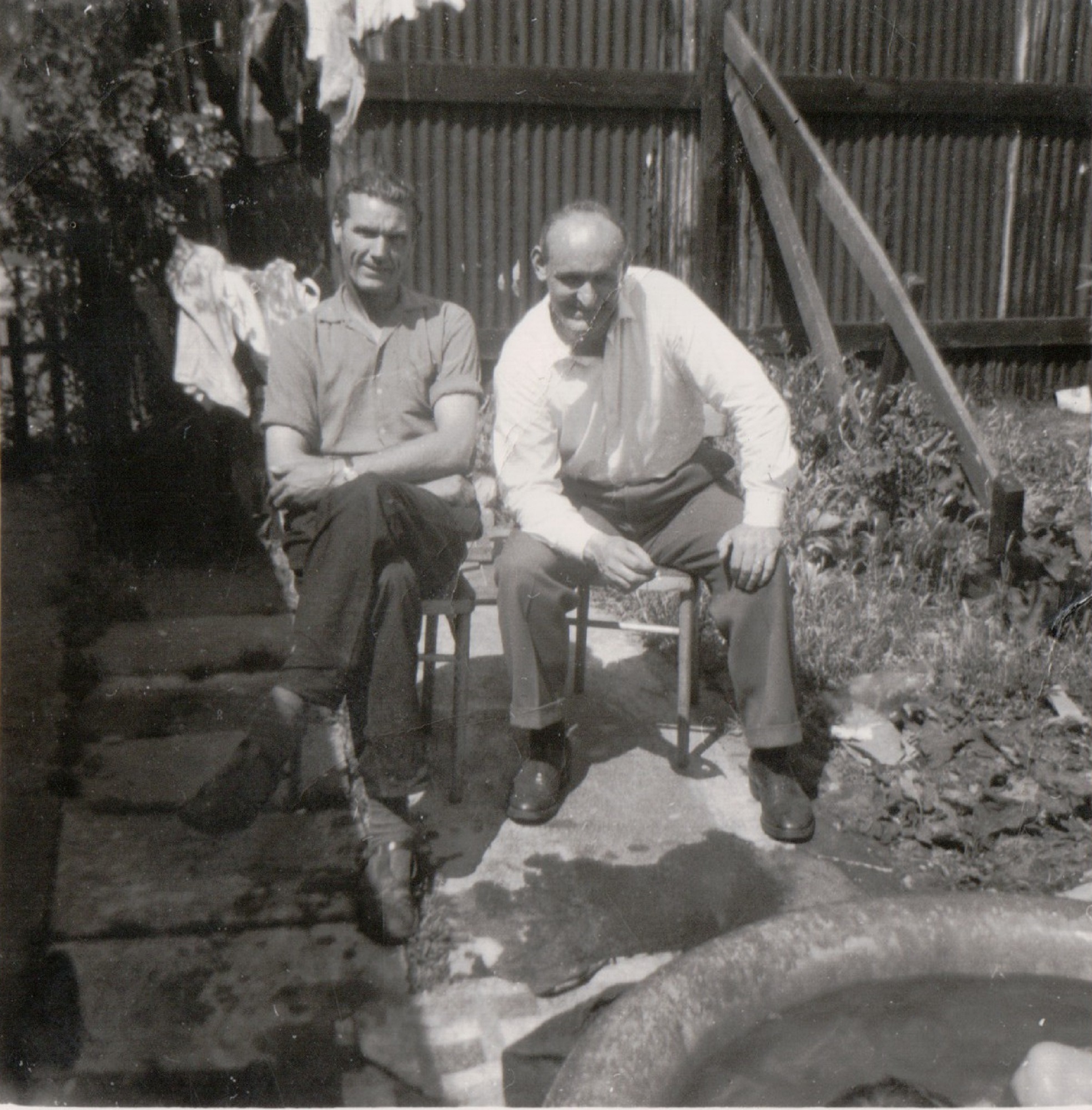 Dad Harry and friend Andy who used to visit us when his ship ( the SS Tinto) berthed in Millwall Dock