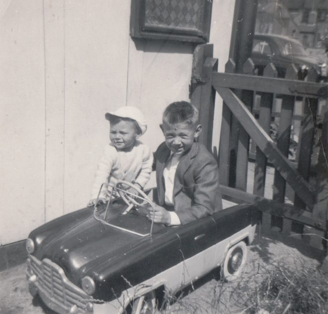 Me and younger brother Shane at our side gate. Tooke Street, London E14