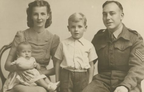 Portrait of Eddie O'Mahony, his wife and two children