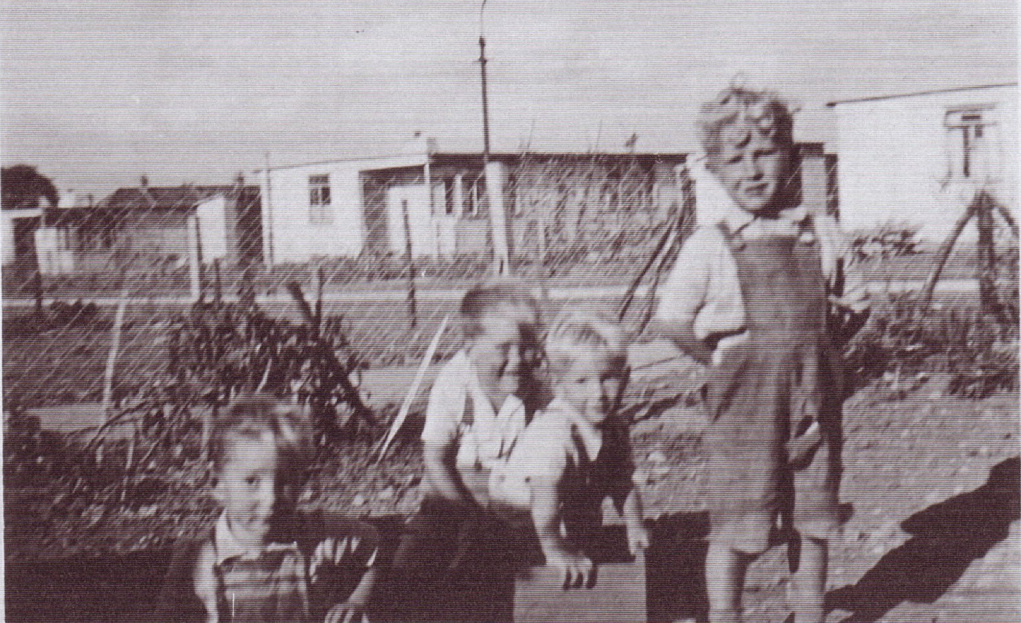 George and four kids. Excalibur Estate, London SE6