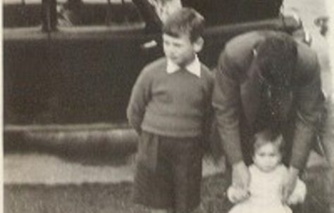 Melanie and family outside the prefab. Lowden Croft, South Yardley, Birmingham