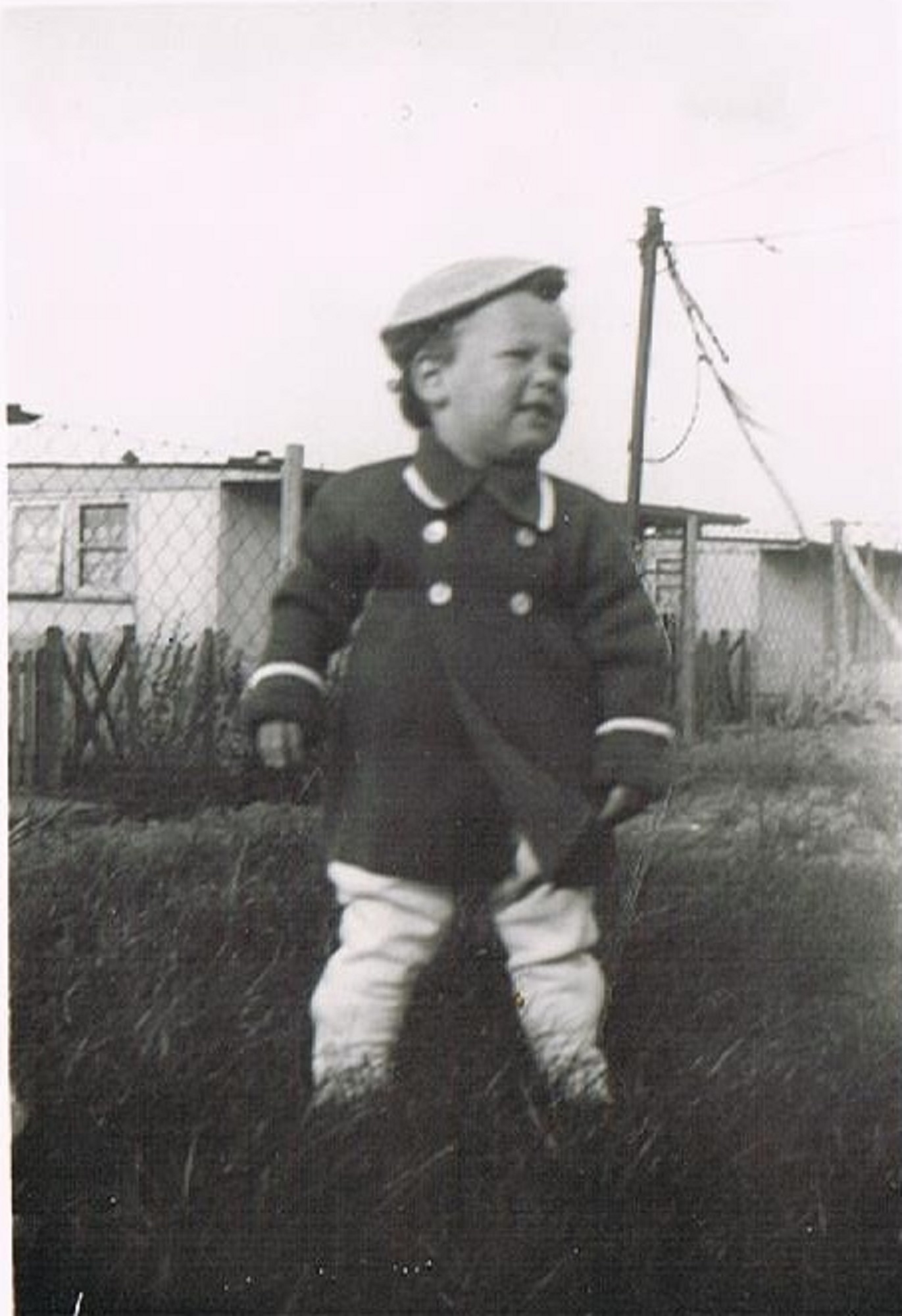 Bernard in the garden of his American prefab. 60 Harewood Road, Coventry