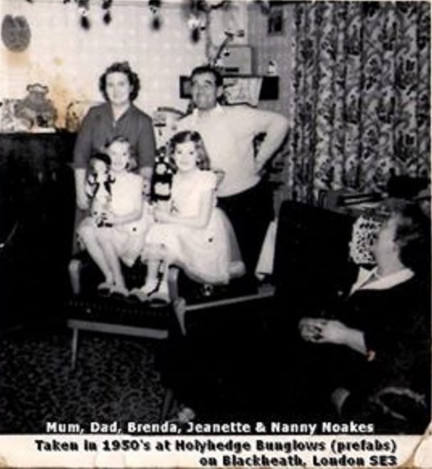 Nanny Noakes, Brenda, Jeannette and Philip Anderson. Hollyhedge Bungalows, Blackheath SE3