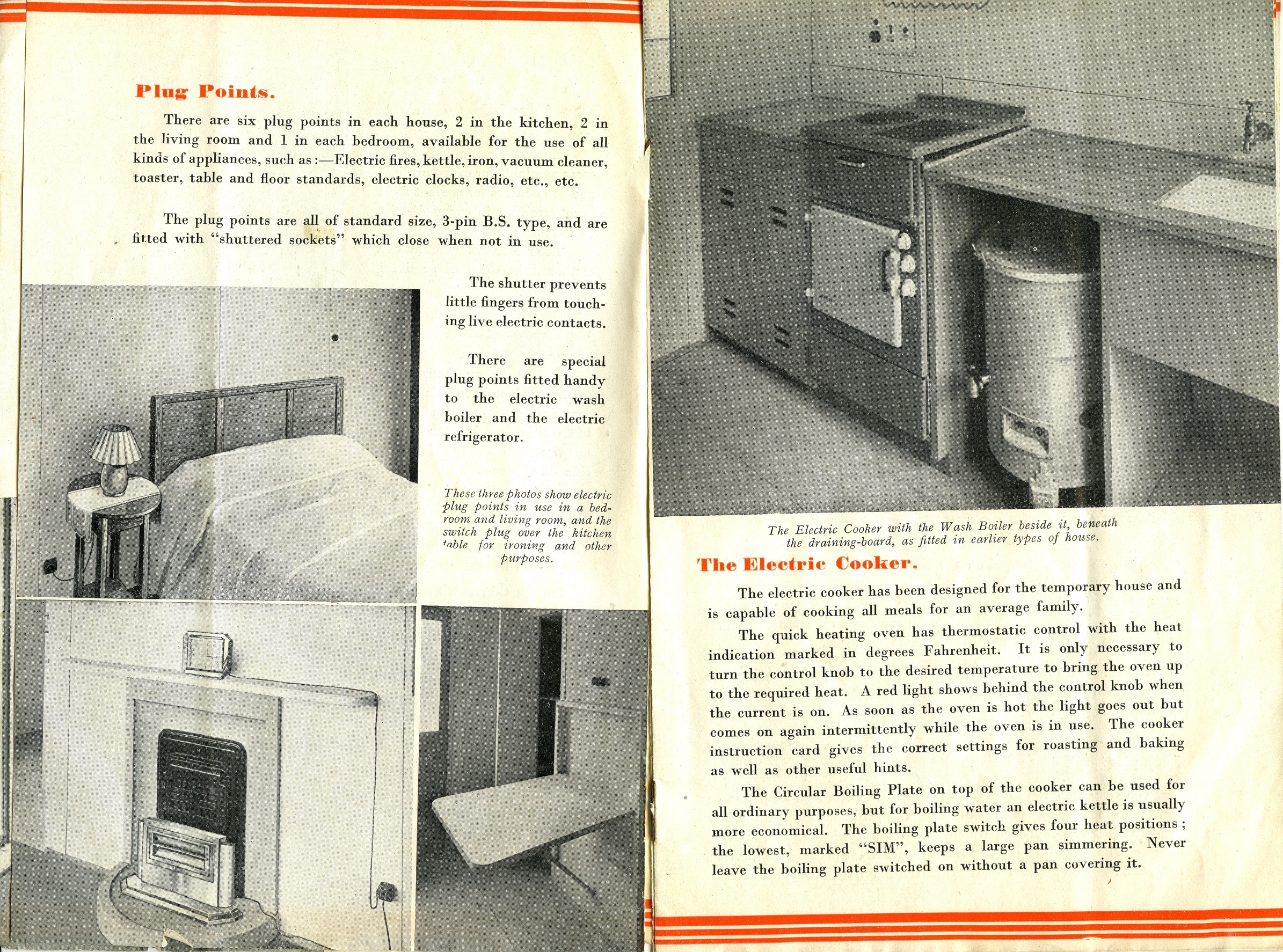 Electric Service in Temporary Houses: Plug Points, The Electric Cooker