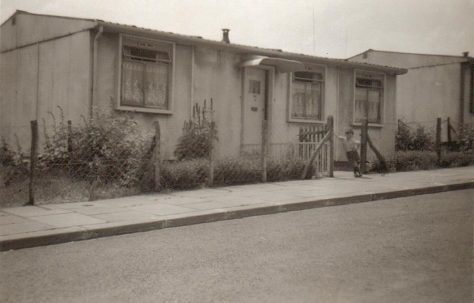 Mick in front of the prefab, 1959