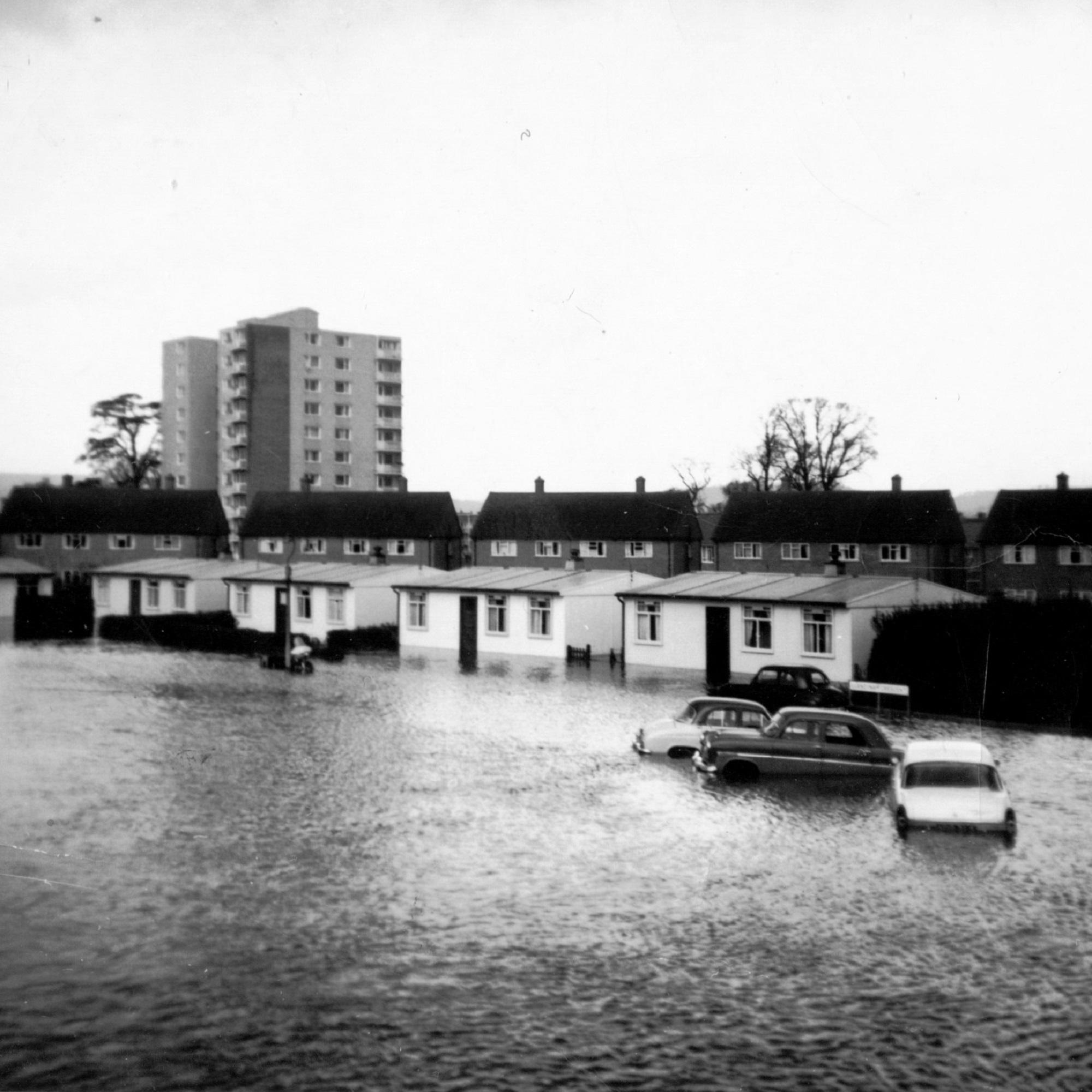 Floods as seen from front bedroom, Llandinam Crescent, Cardiff