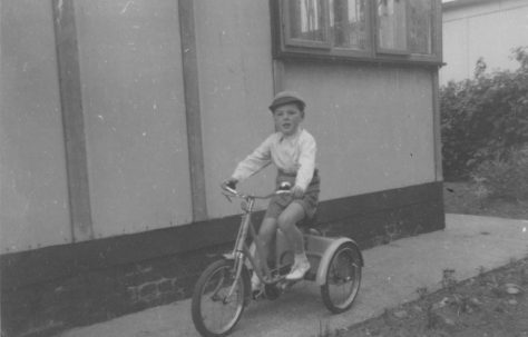 Robert on his bike outside the prefab. Kendal Road, London NW10