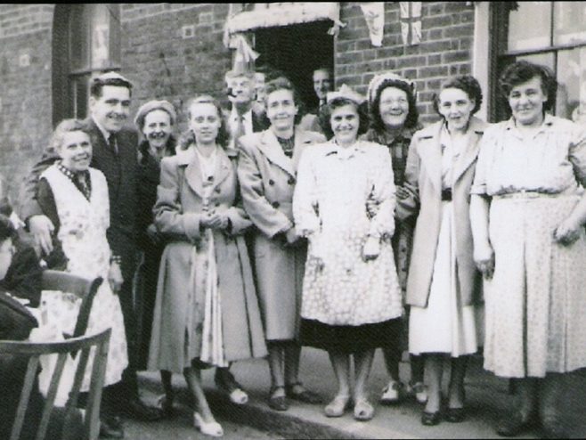 This picture depicts some of the residents of 4 streets at the 1953 Coronation Street Party.