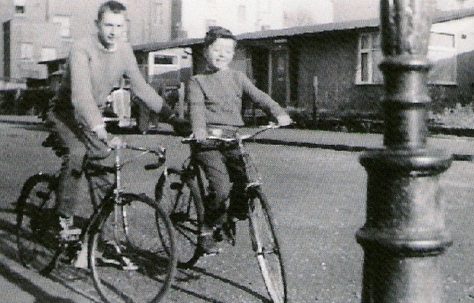 Dave, Ray's elder brother, and Ray outside 21 Sheen Grove, looking towards No.1 and No.2