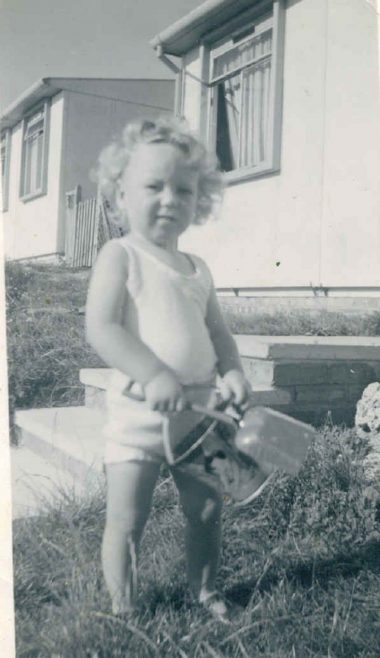 Eric in the prefab garden, Wiston Close, Whitehawk, Brighton