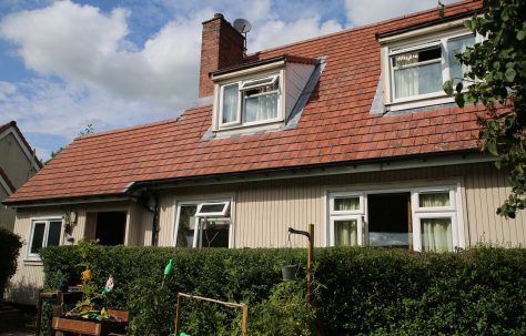 Rear view, Swedish dormer bungalow, Pool-in-Wharfedale