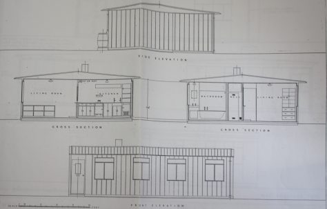 Emergency Factory Made House: Elevations & Sections. Ministry of Works October 1944